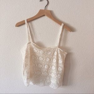 NWOT UO Dainty White Lace Crochet Crop Top